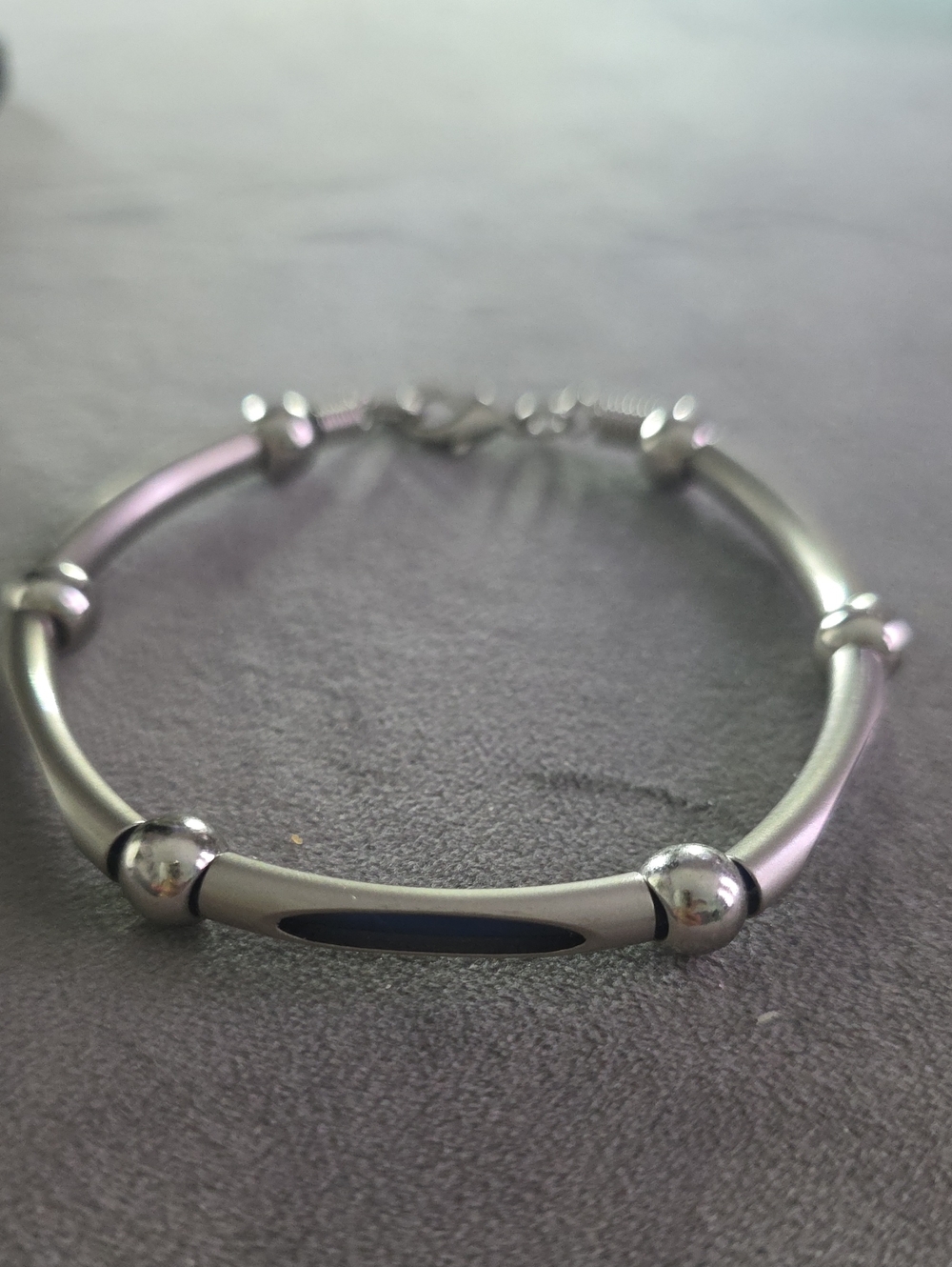 Source Unknown Silver-Tone Men's Beaded Link Bracelet